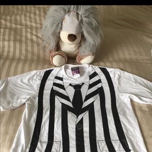 Beetlejuice wig and TShirt